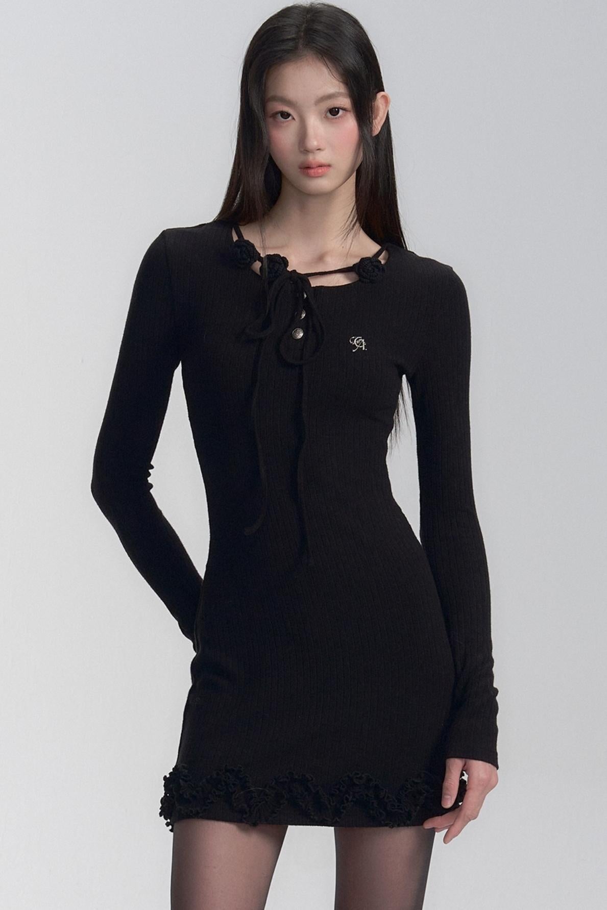 Lace-Up Knit Dress