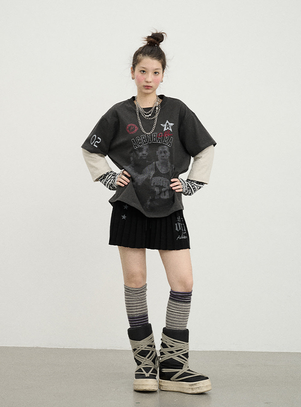 Spring Print Basketball Layered Top (3color)