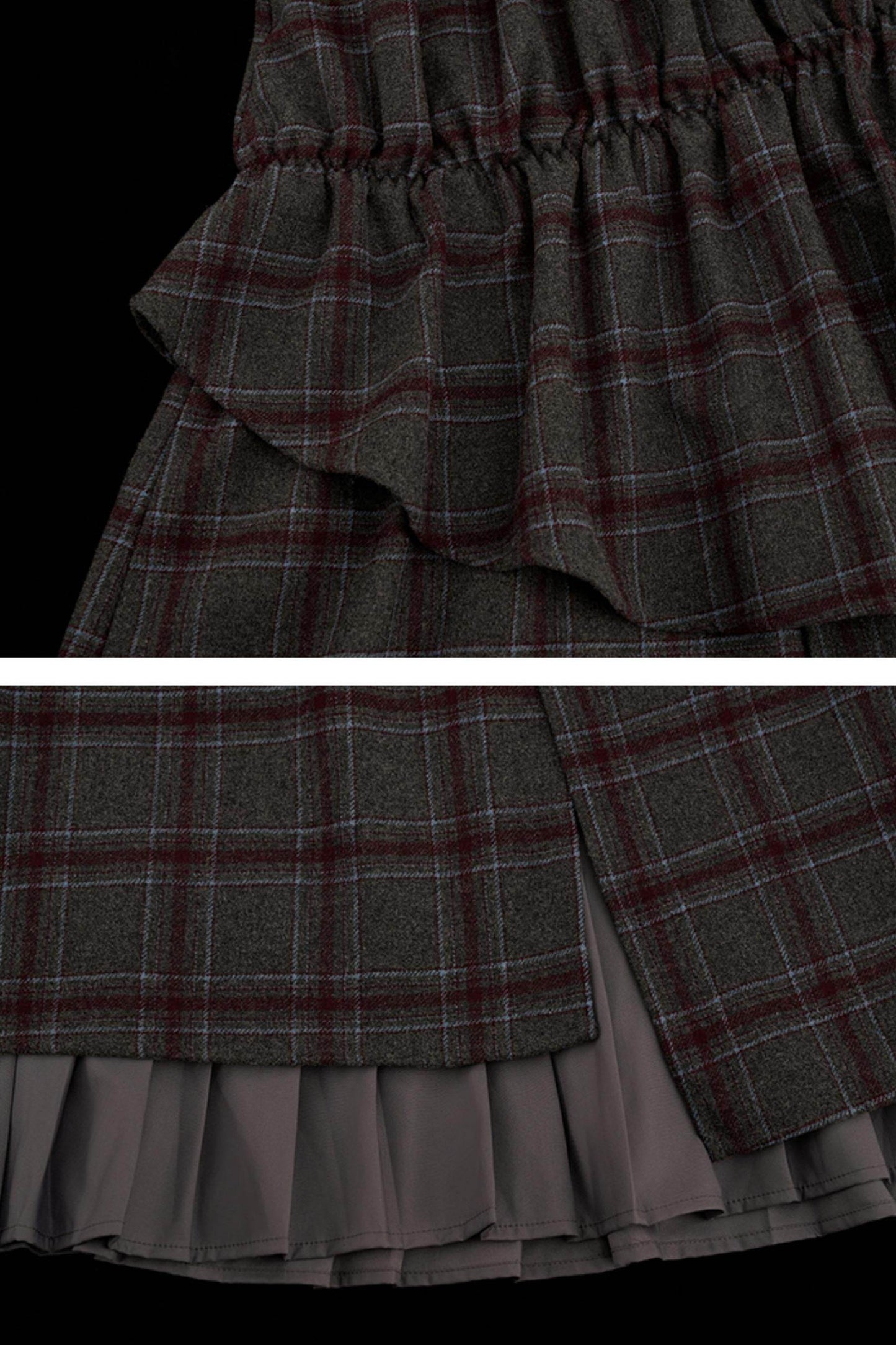 Fake Two-Piece Plaid Skirt - My Store