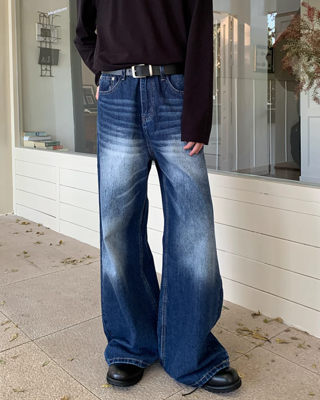 Vintage Washed Wide Denim Pants