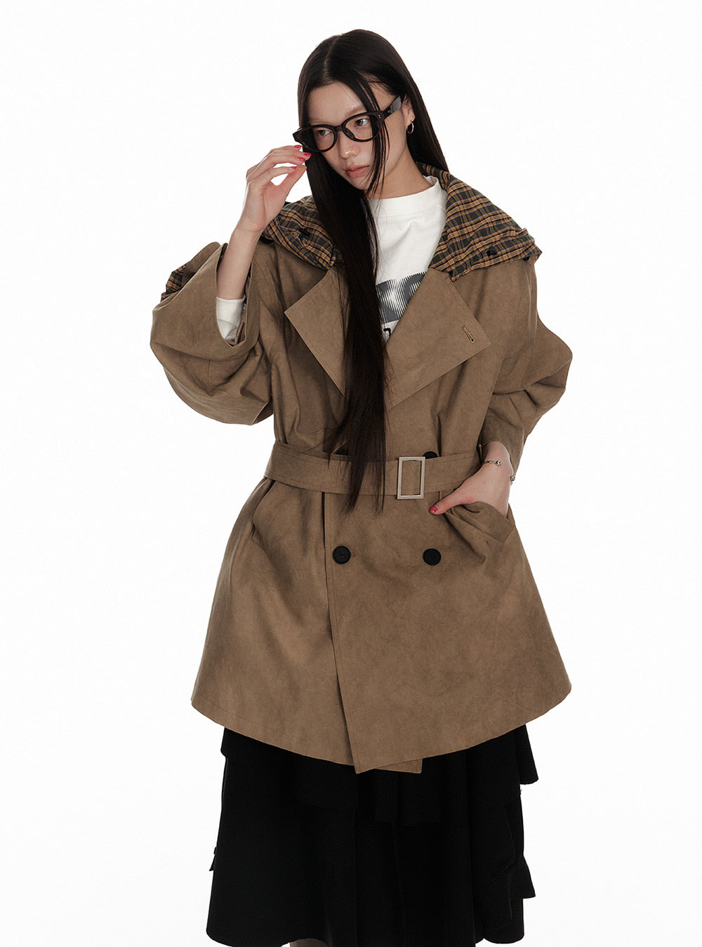 Modern Checkered Workwear Hood Jacket