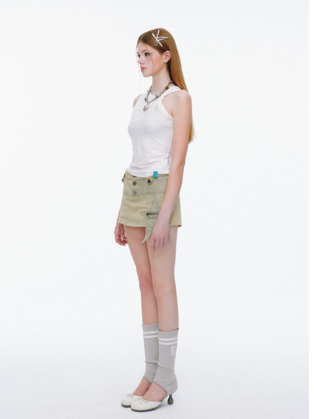 Star Patch Denim Skirt