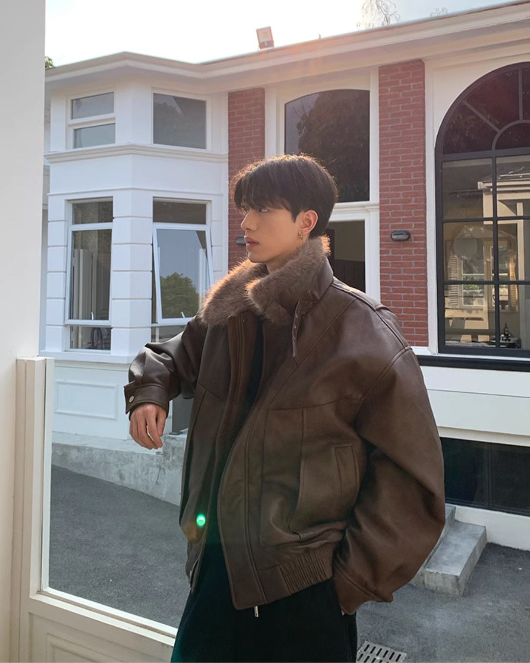 Fur Collar Leather Jacket