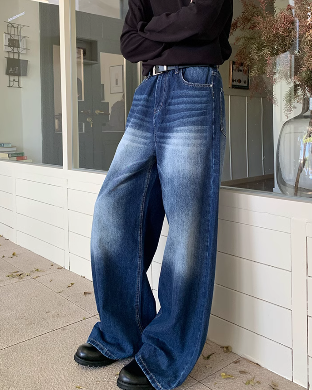Vintage Washed Wide Denim Pants