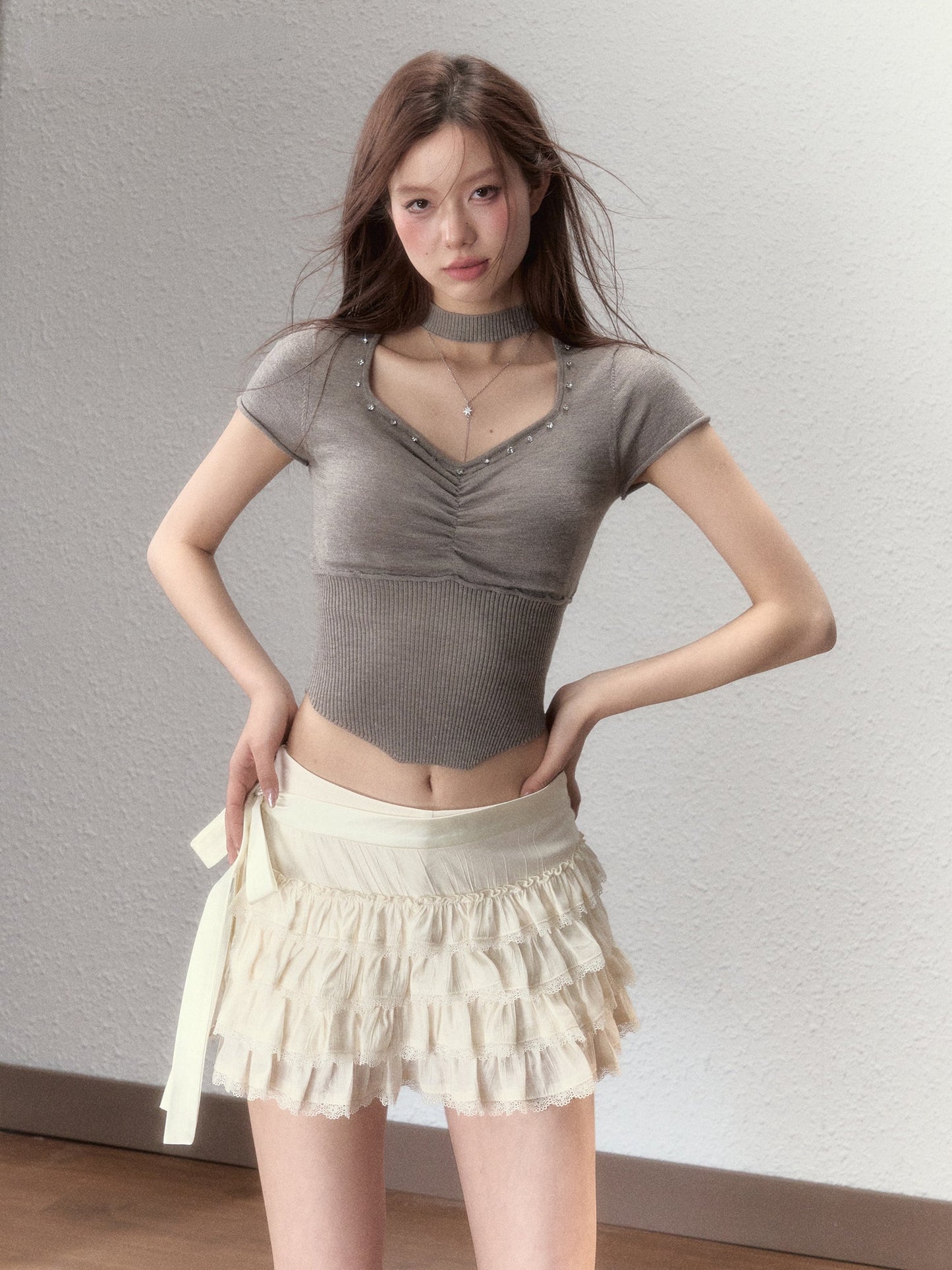 Choker Collar Rhinestone Top