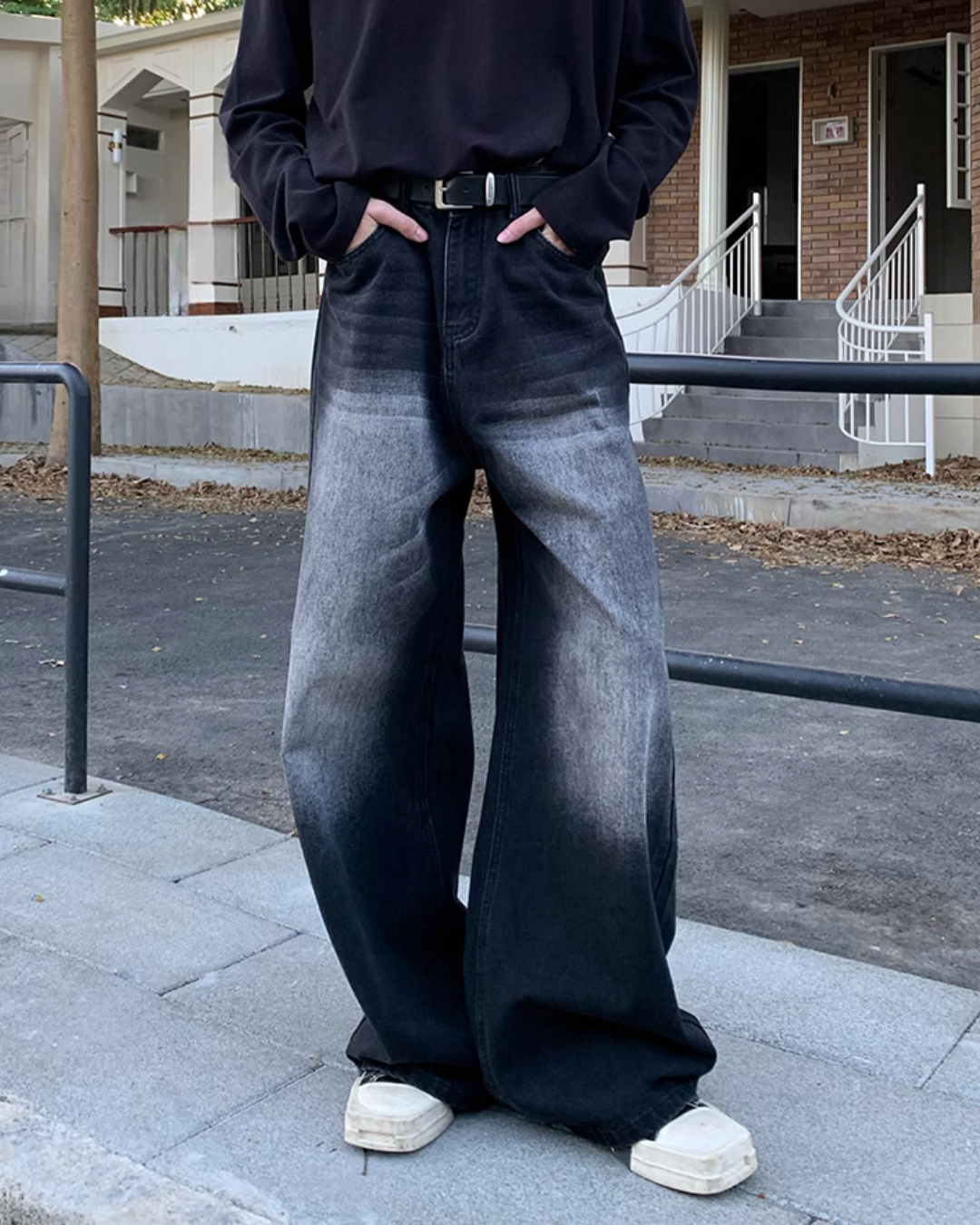 Vintage Washed Wide Denim Pants