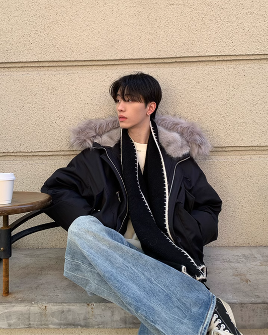 ファーフードダウンジャケット