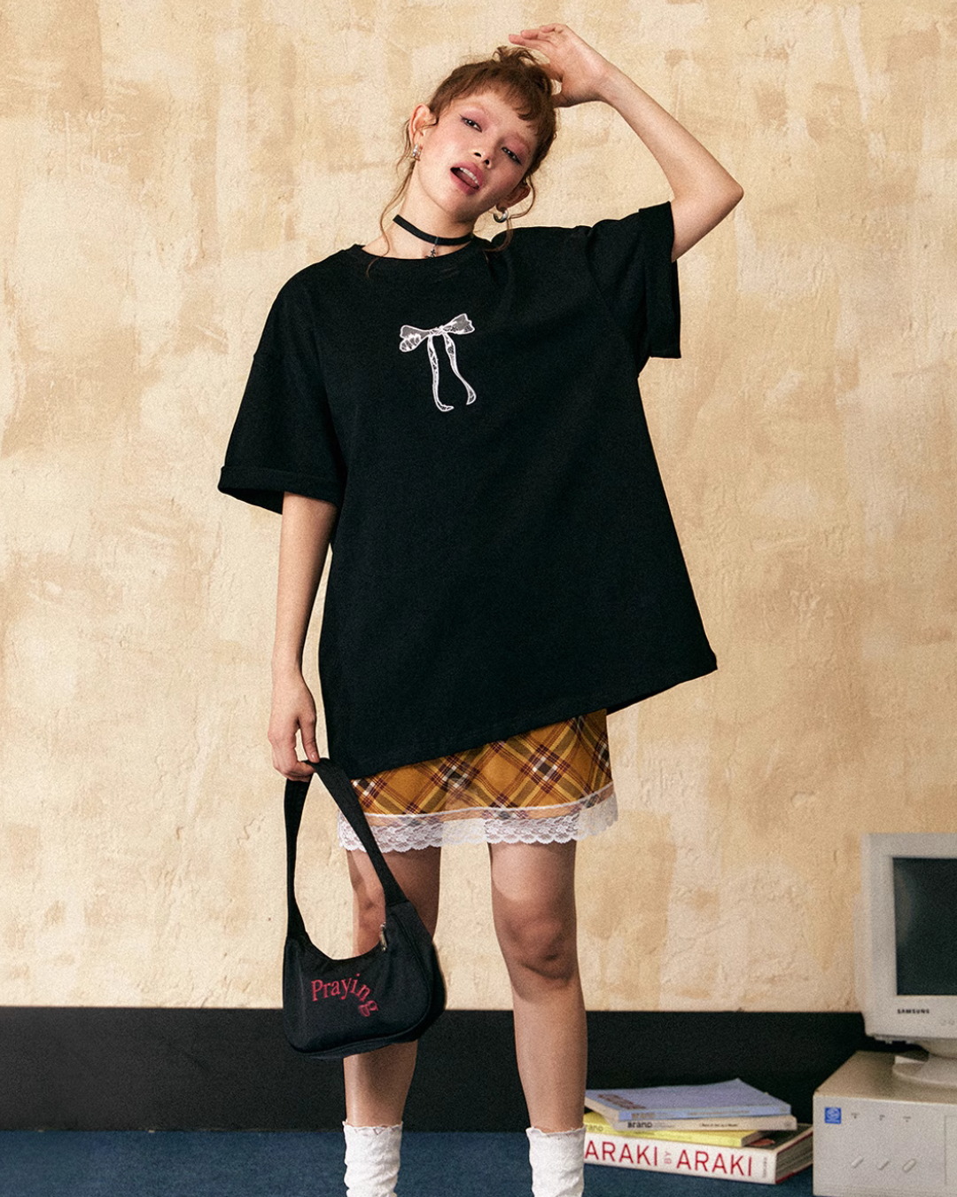 リボン刺繍ルーズTシャツ