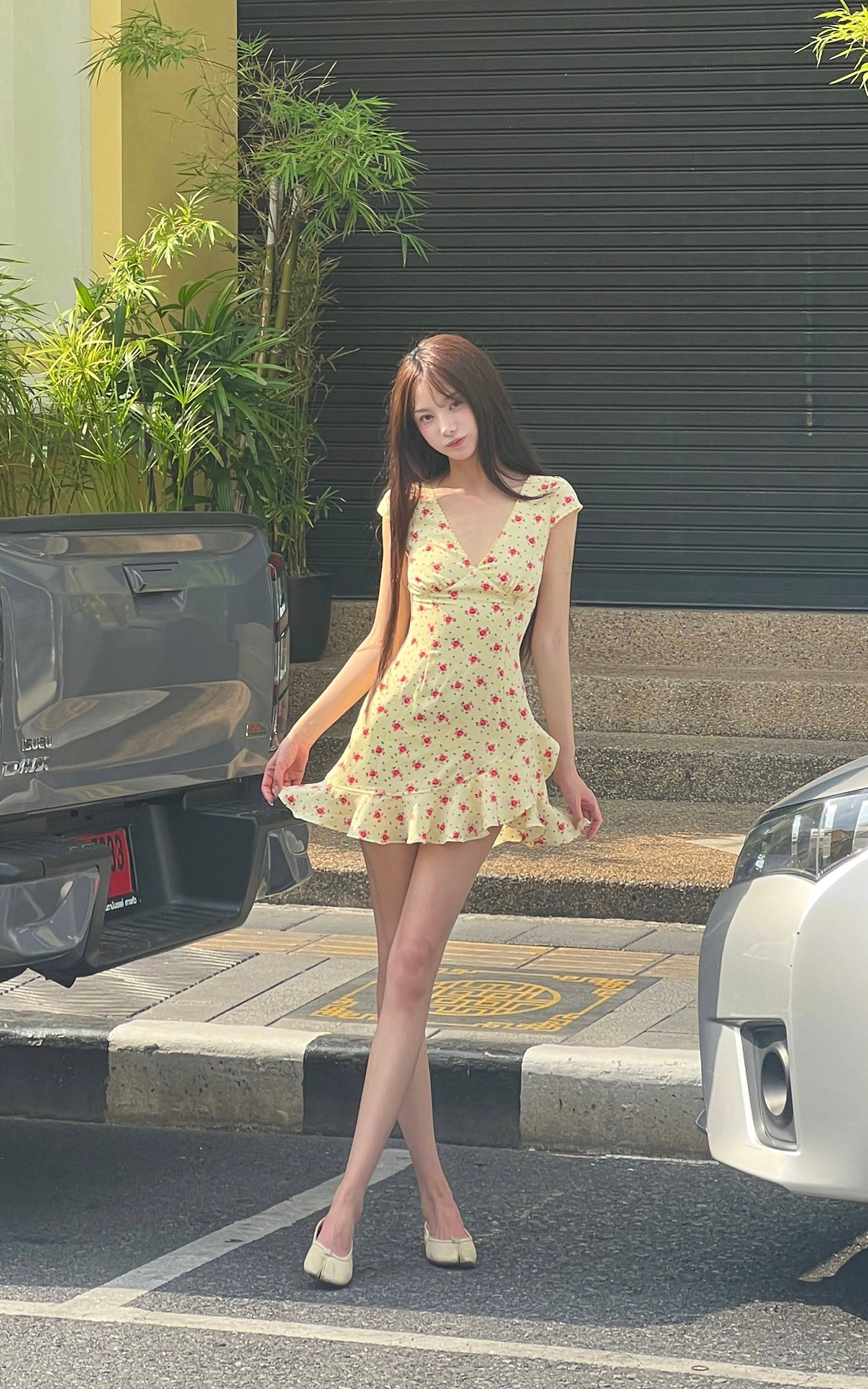 Ruffle Hem Floral Mini Dress