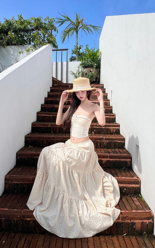 Floral Bandeau Top & Maxi Skirt Set