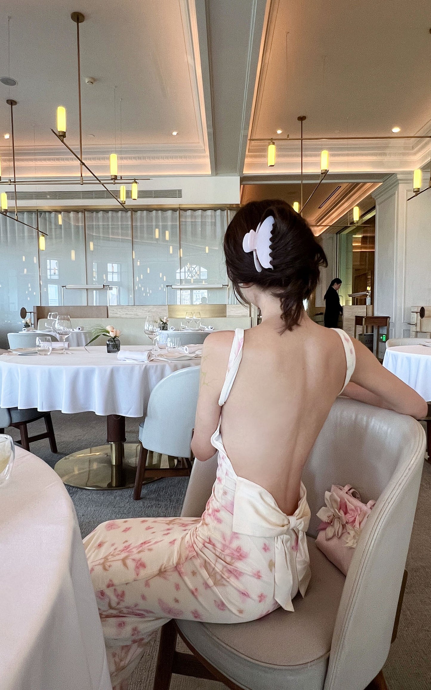 Bloom Mesh Maxi Dress with Bow Back