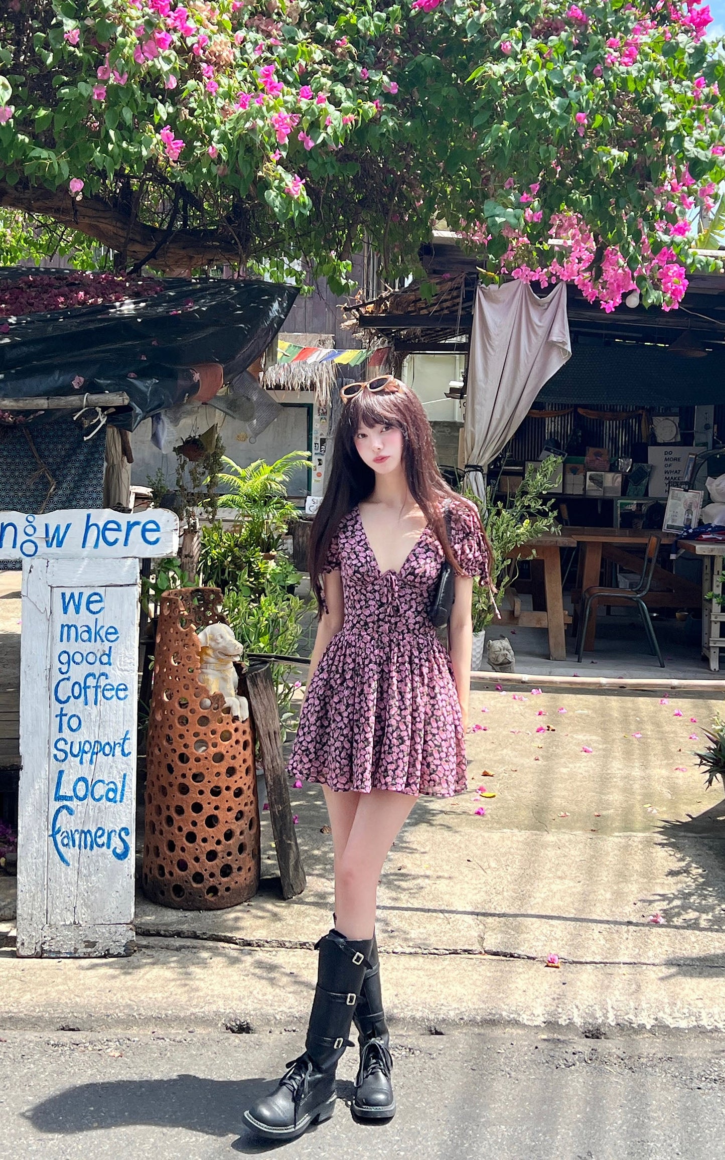 Rosy Bloom Mini Dress