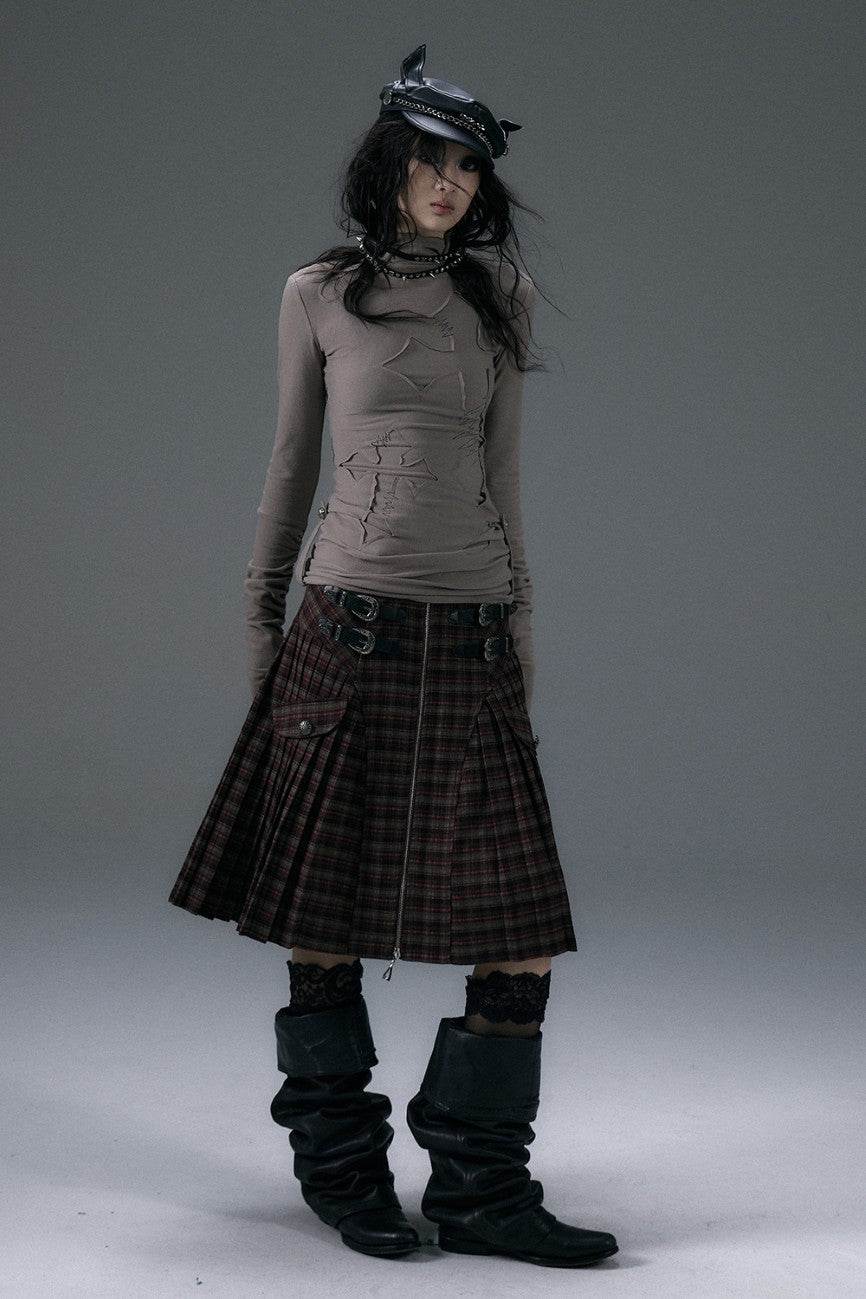 Buckled Plaid Skirt - My Store