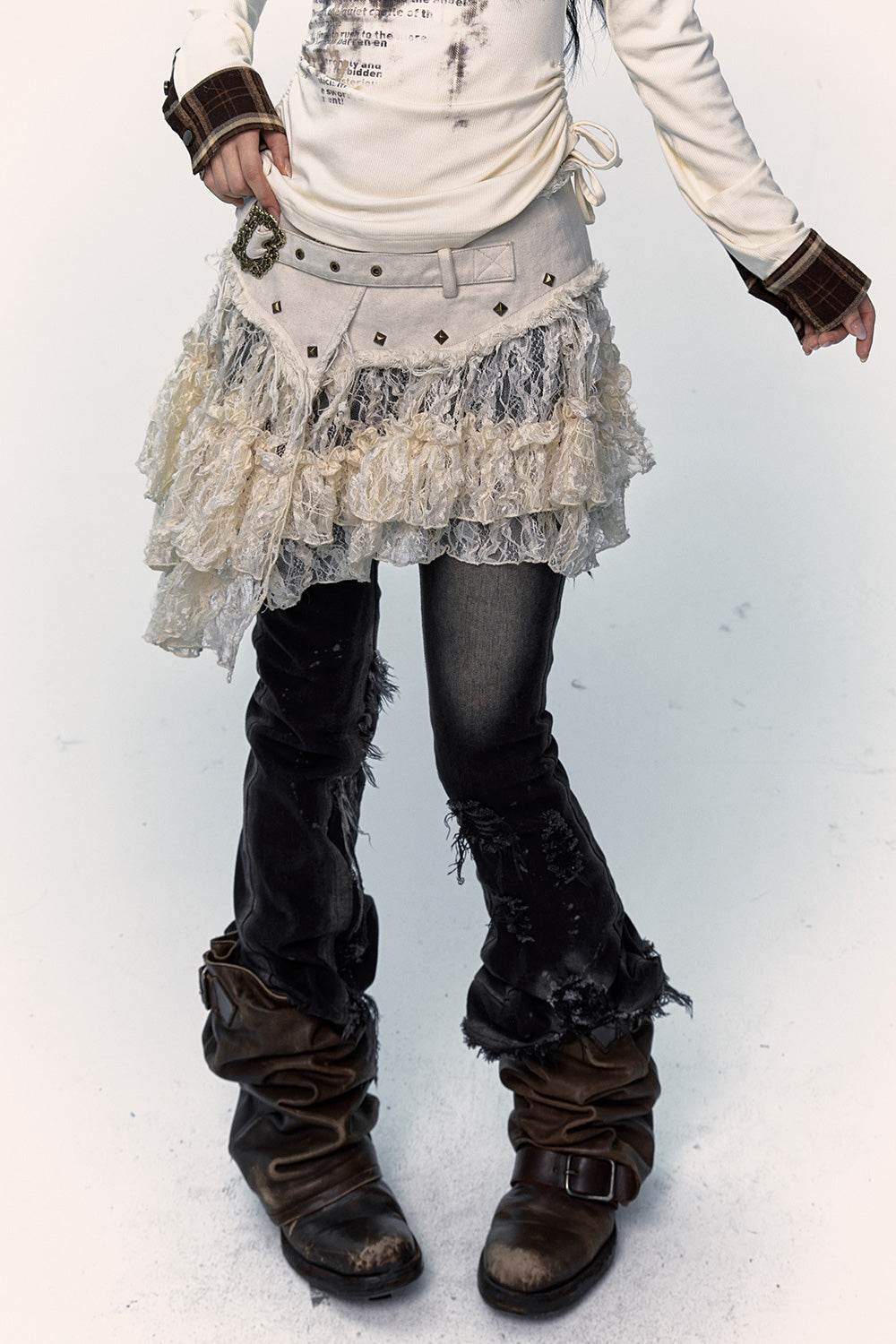Lace Ruffle Mini Skirt - My Store