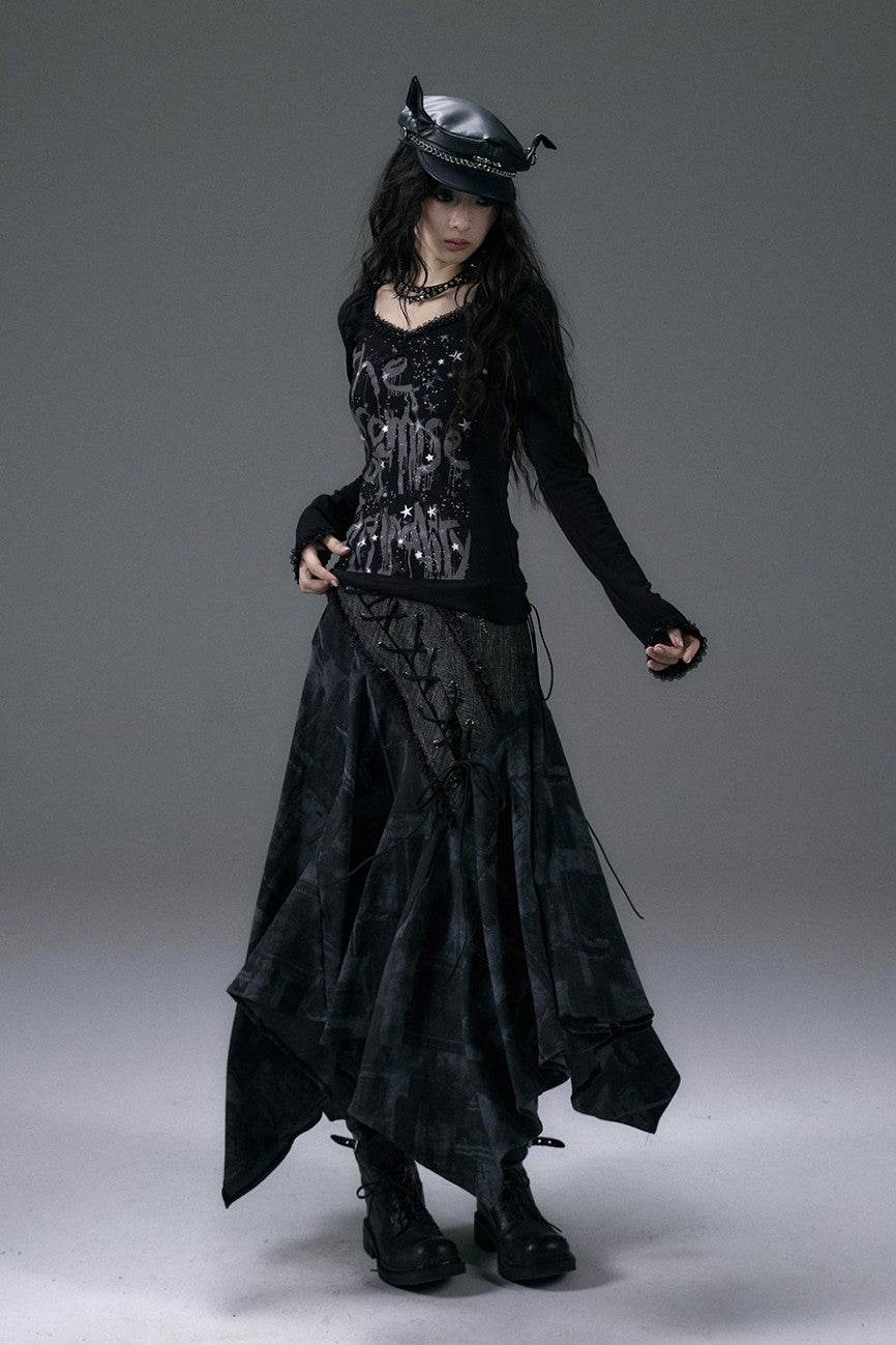 Lace-Up Cascade Skirt - My Store