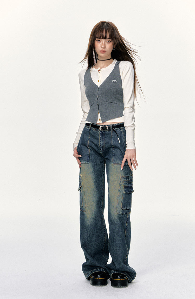 Currige Pocket Denim Cargo Pants