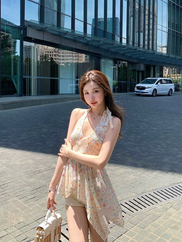 Sweet Halter Neck Floral Top