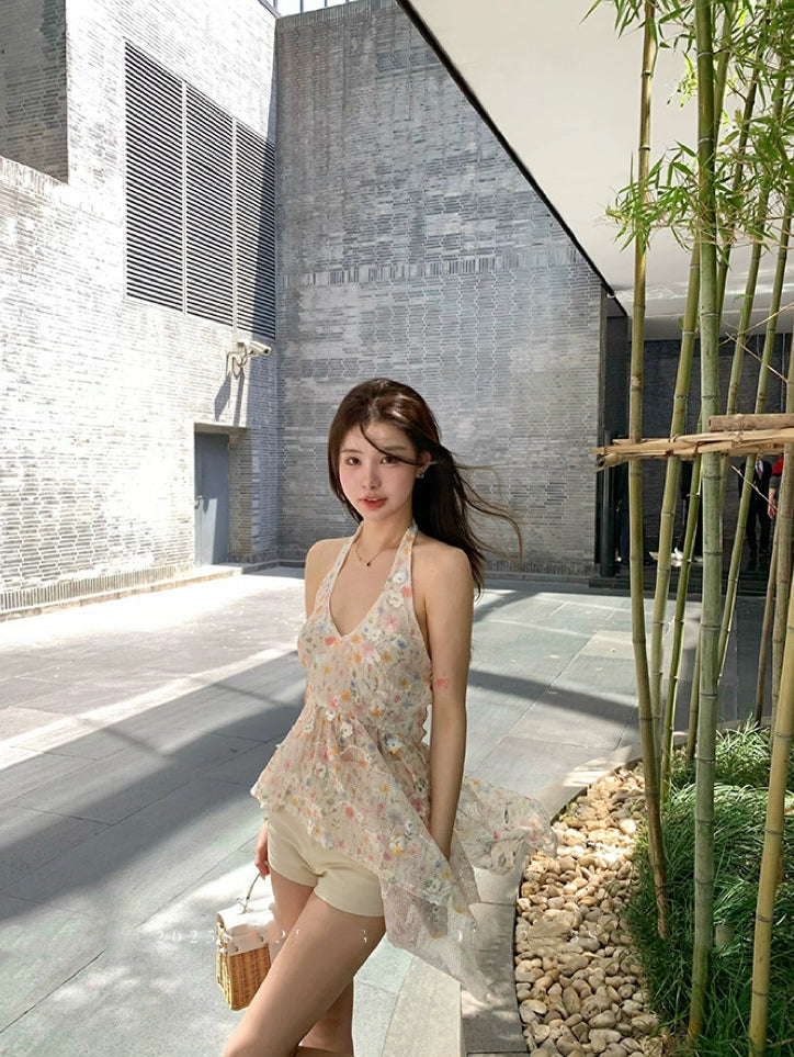 Sweet Halter Neck Floral Top