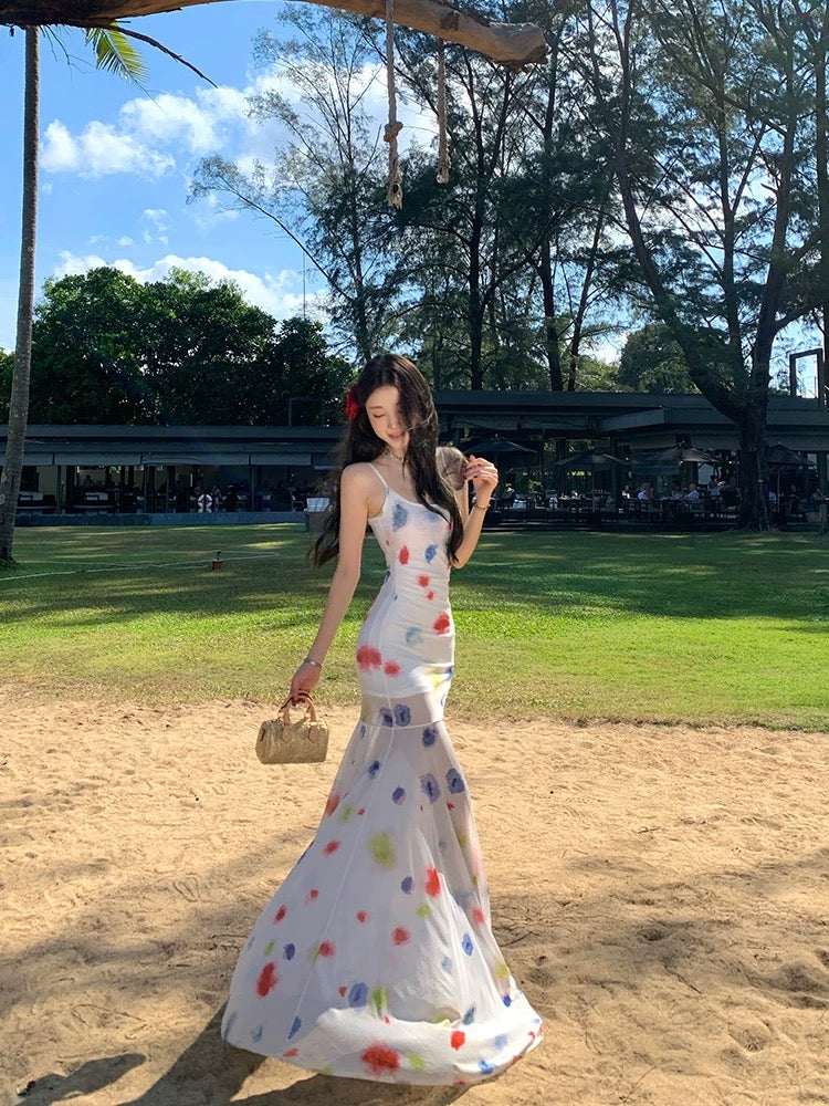 Iridescent Color Polka Dot Dress
