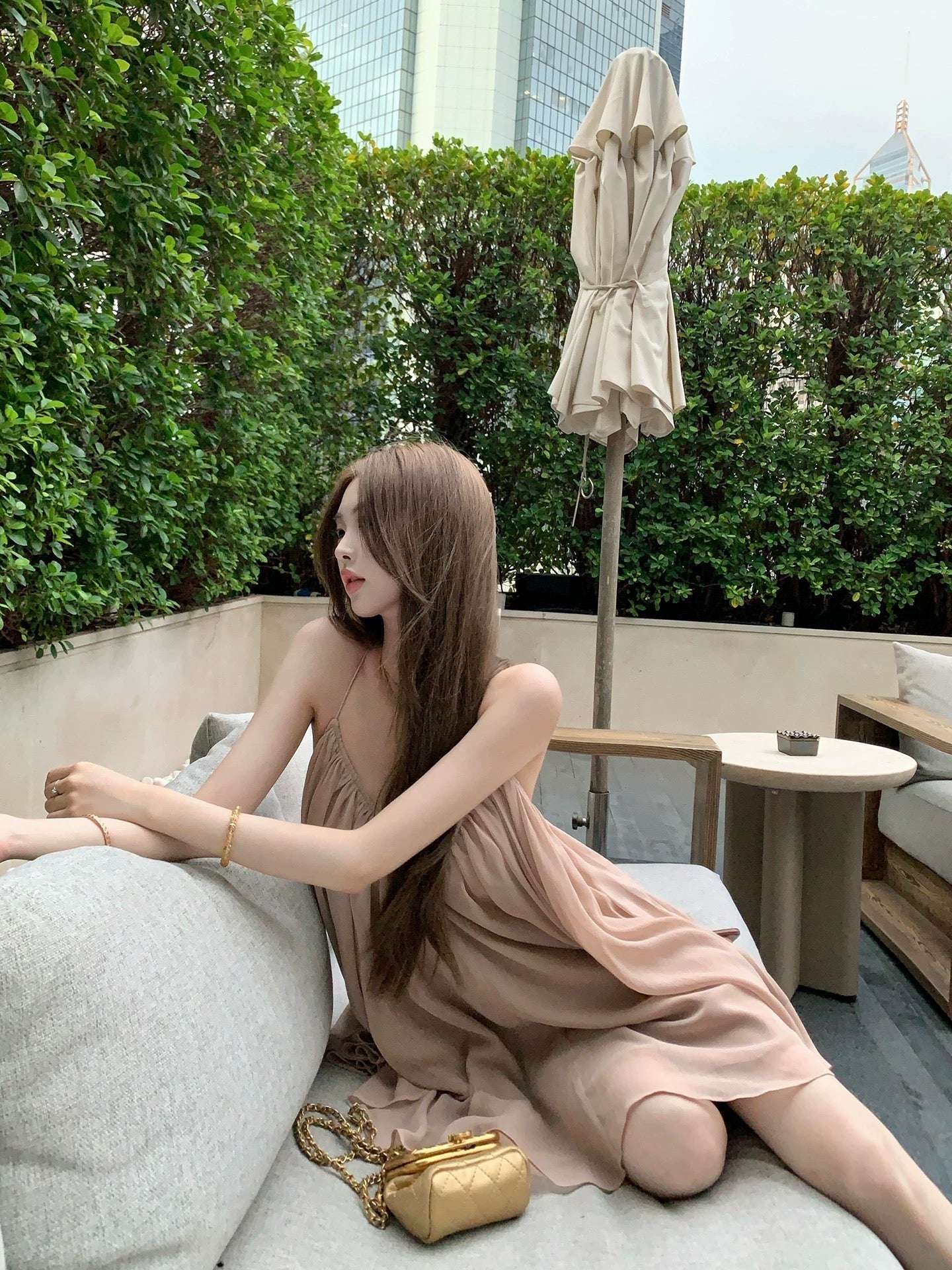 Romantic Halter Neck Chiffon Dress