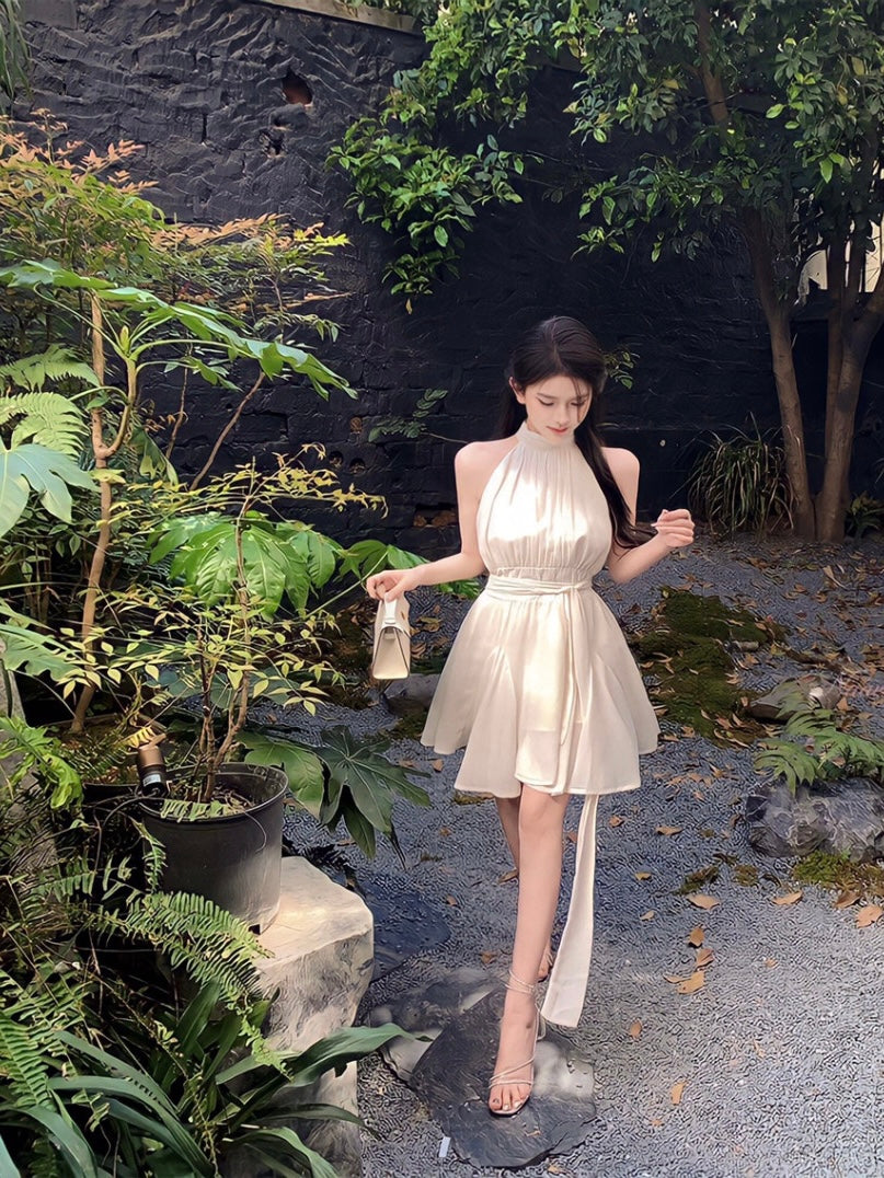 Halter Neck Chiffon Dress