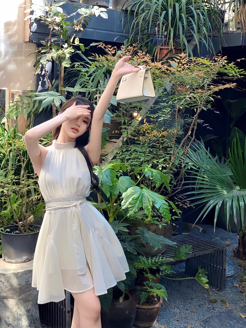 Halter Neck Chiffon Dress