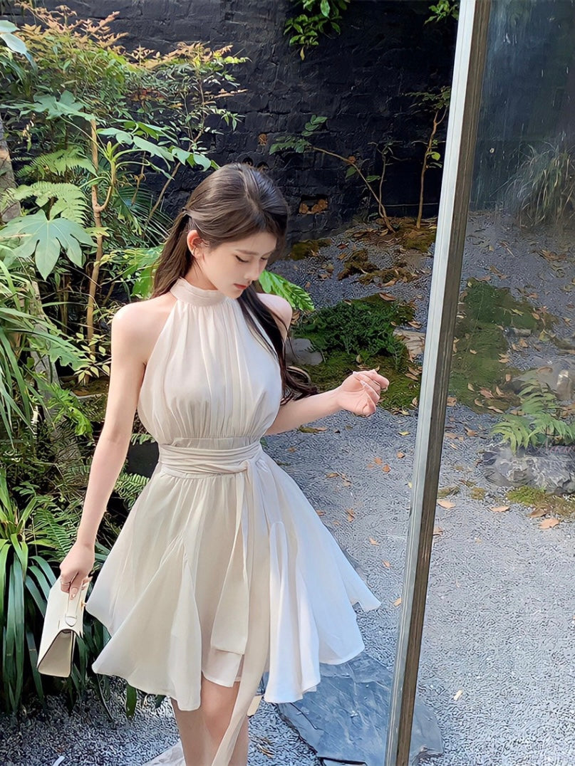 Halter Neck Chiffon Dress