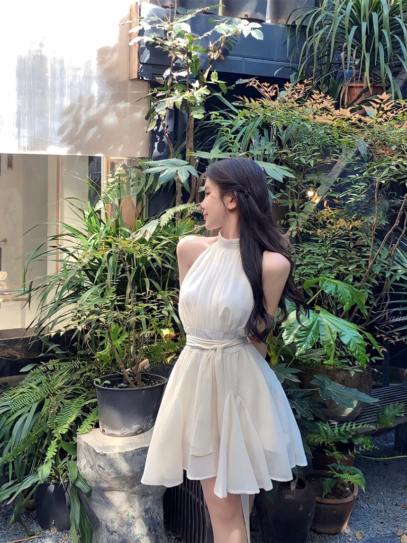 Halter Neck Chiffon Dress