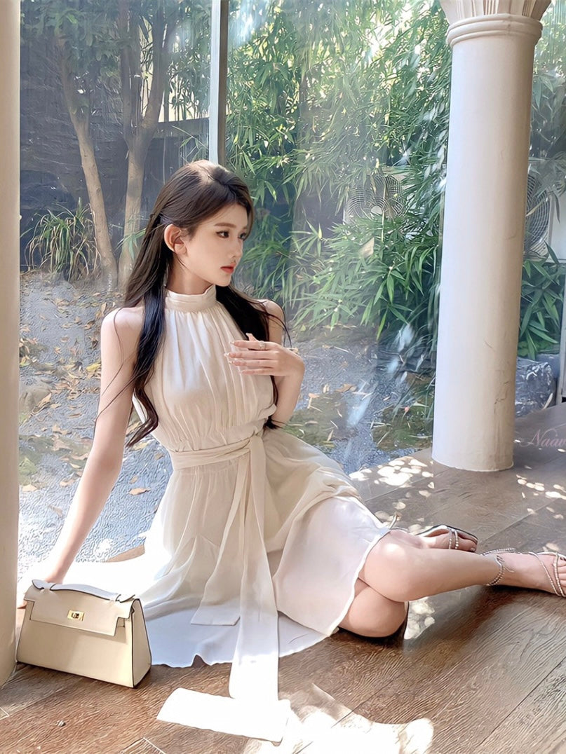 Halter Neck Chiffon Dress