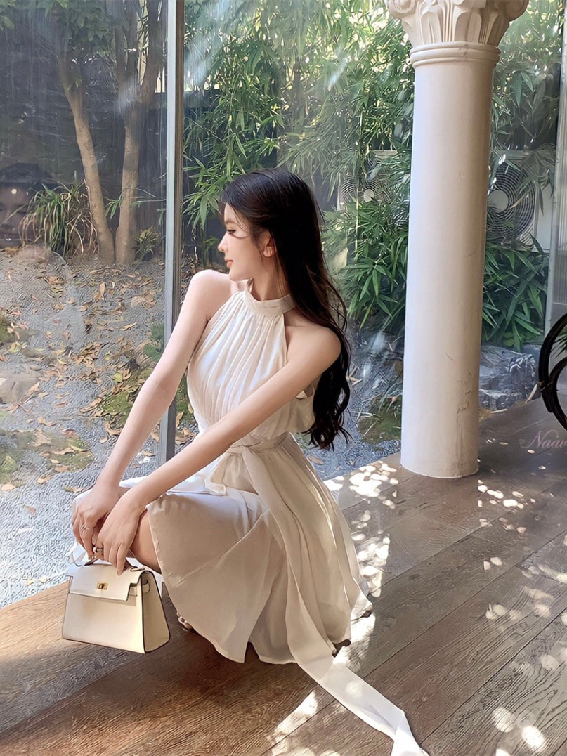 Halter Neck Chiffon Dress