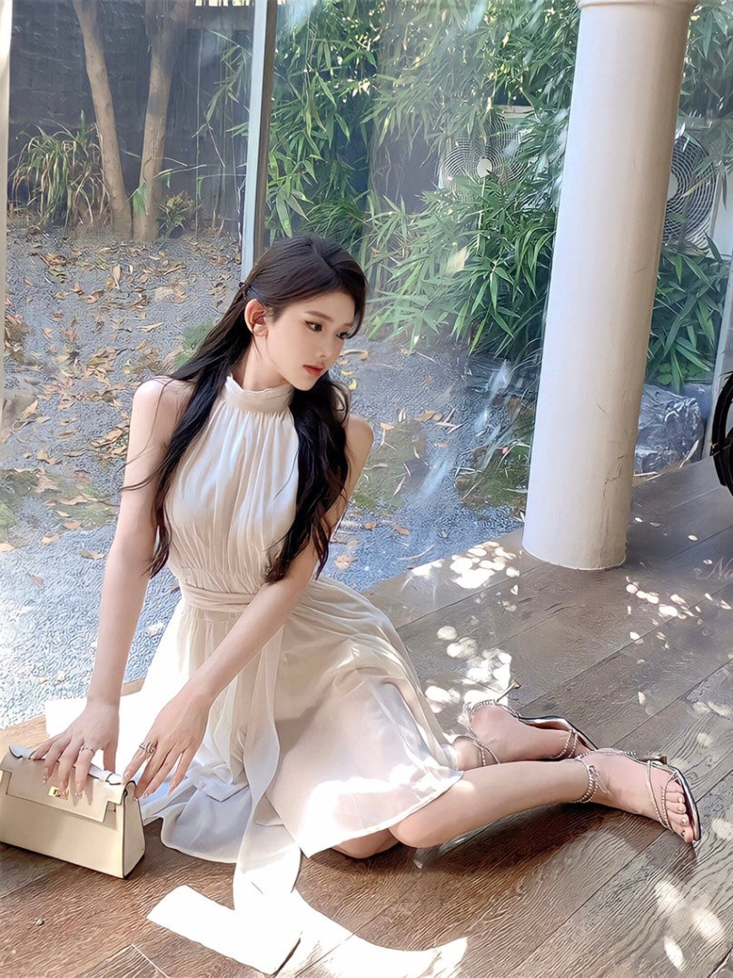 Halter Neck Chiffon Dress
