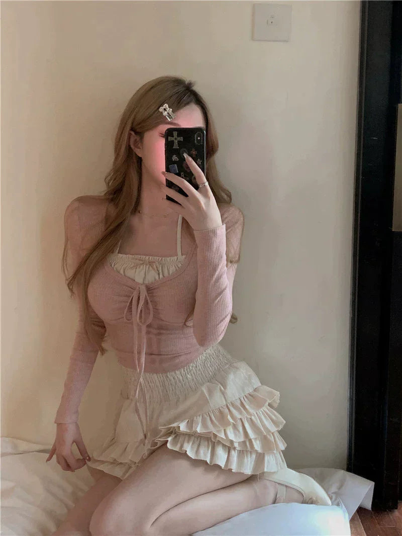 Layered Top & Ruffle Skirt Set