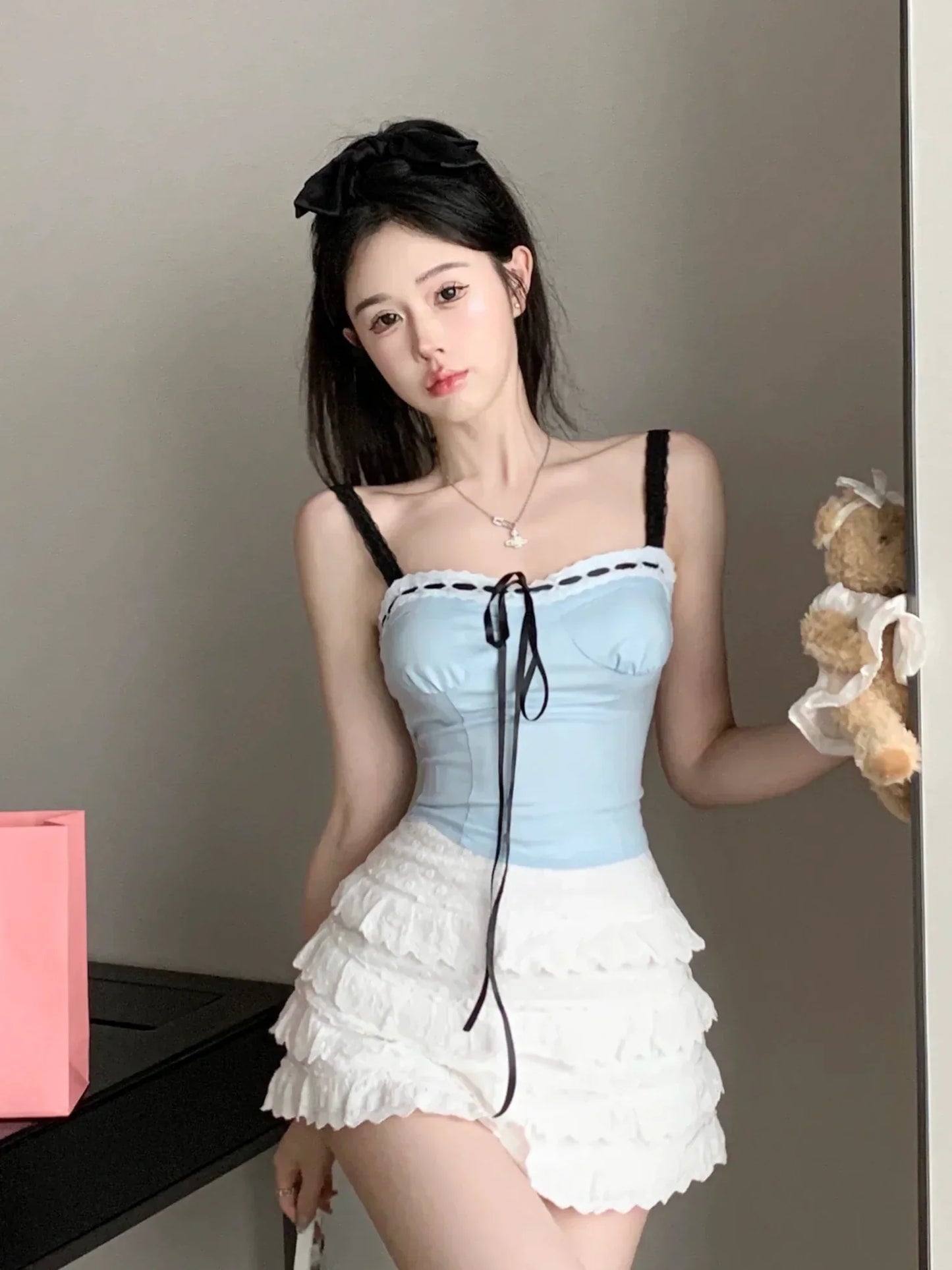 Contrast Ribbon Top