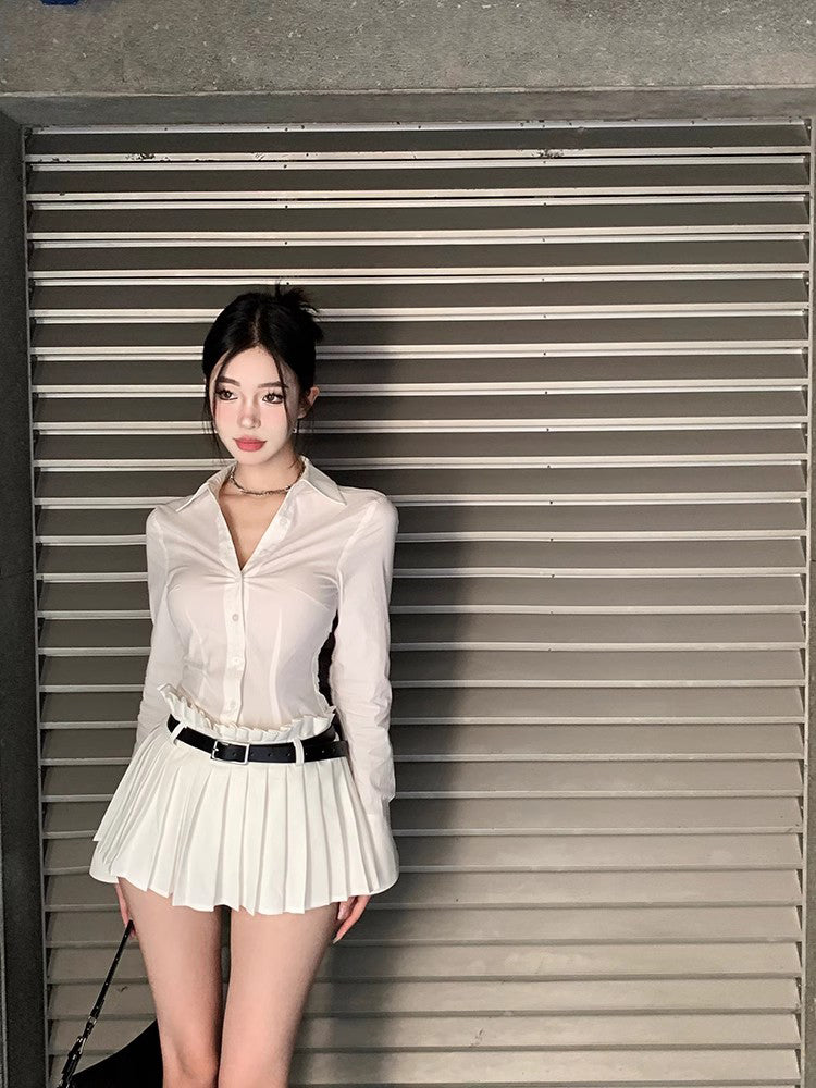 Belted White Skirt