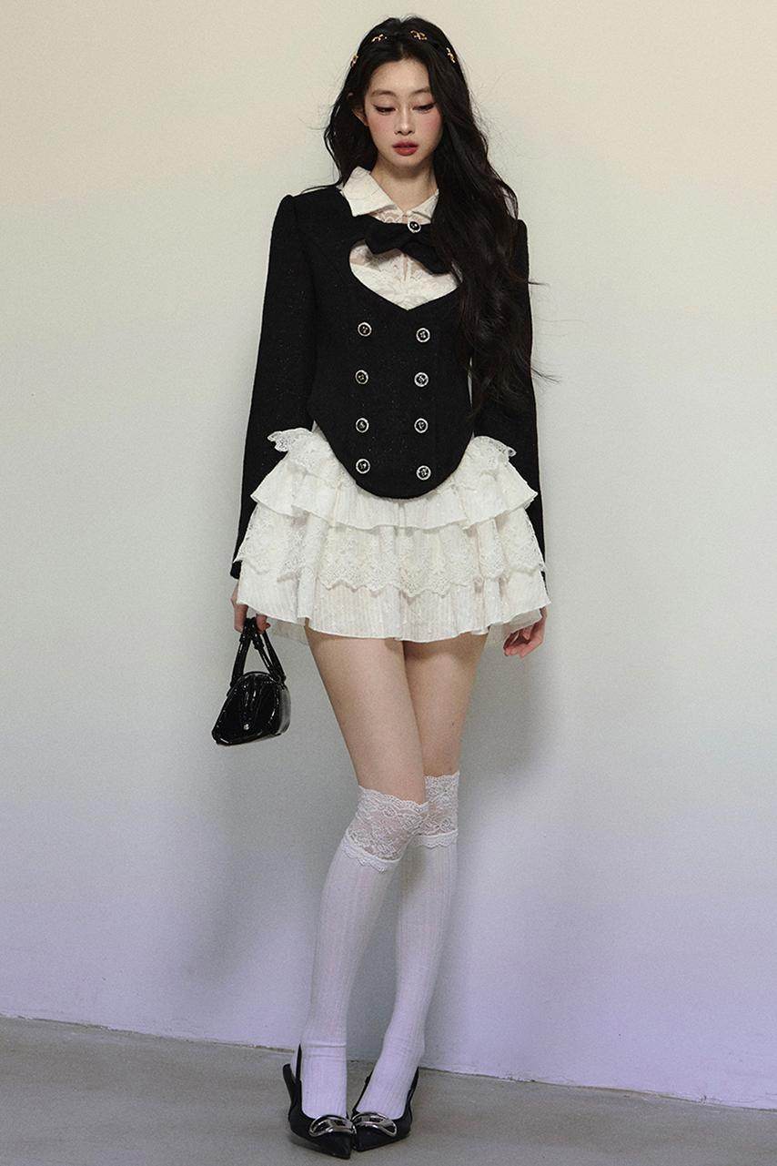White Lace Fitted Short Dress - My Store