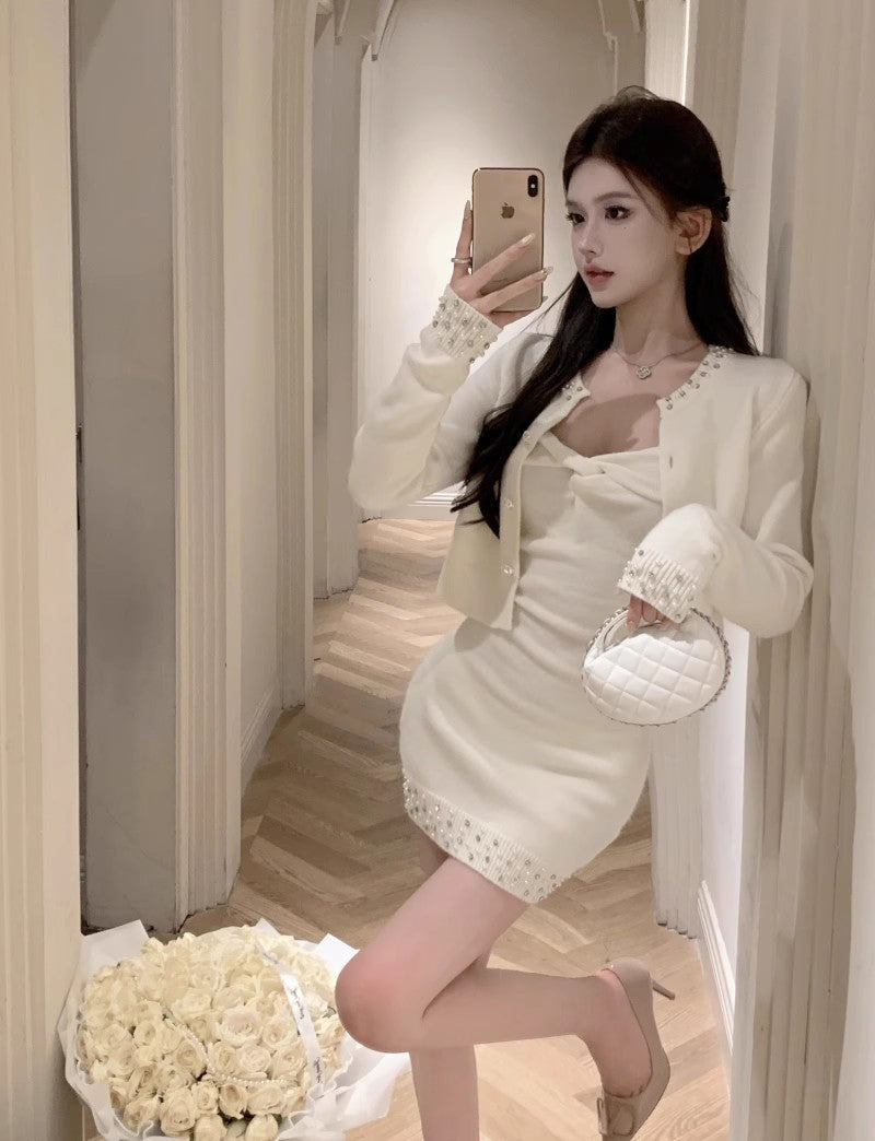 Snow Dress & Cardigan Set