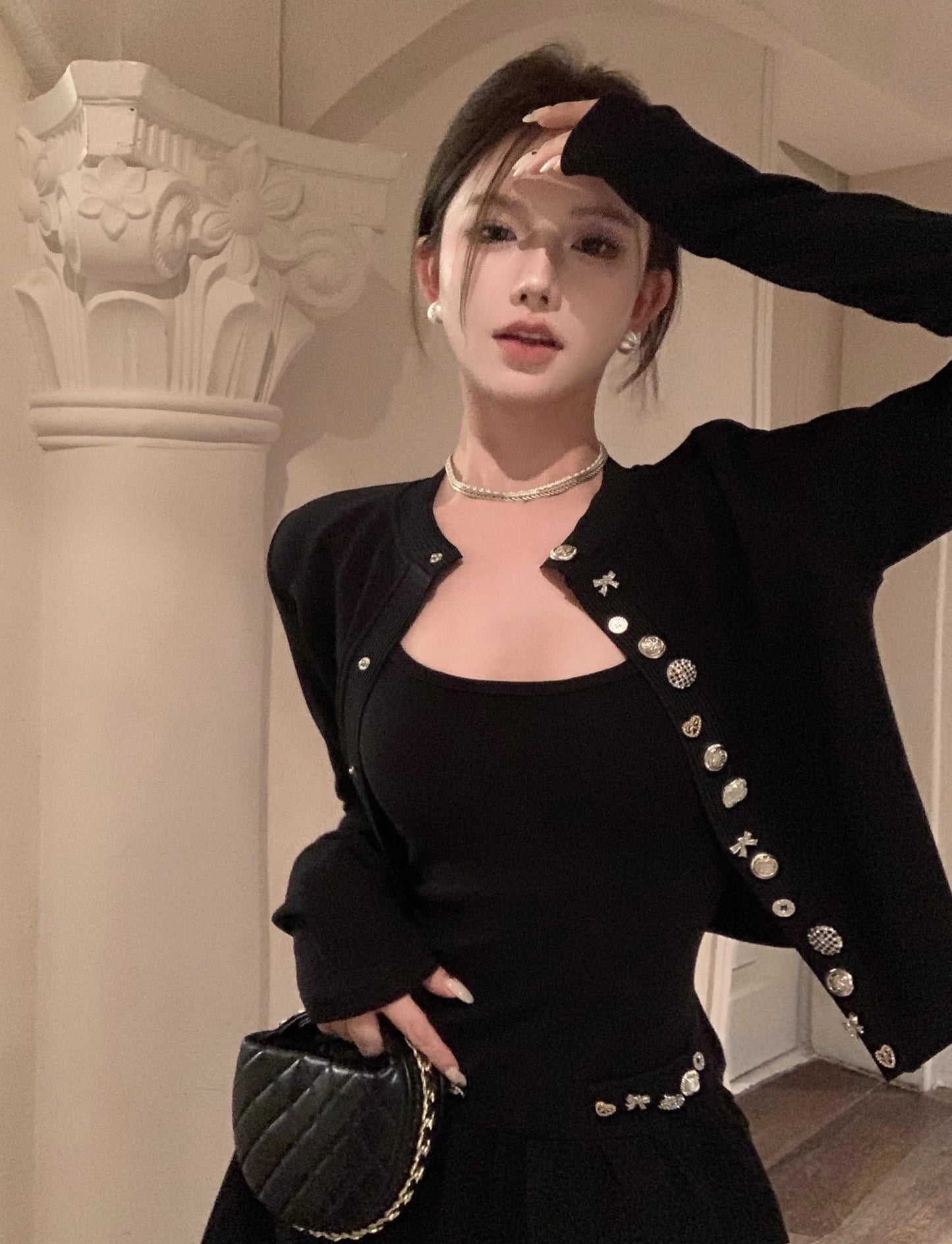 Diamond Black Dress & Jacket Set