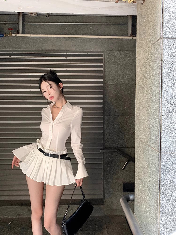 Belted White Skirt