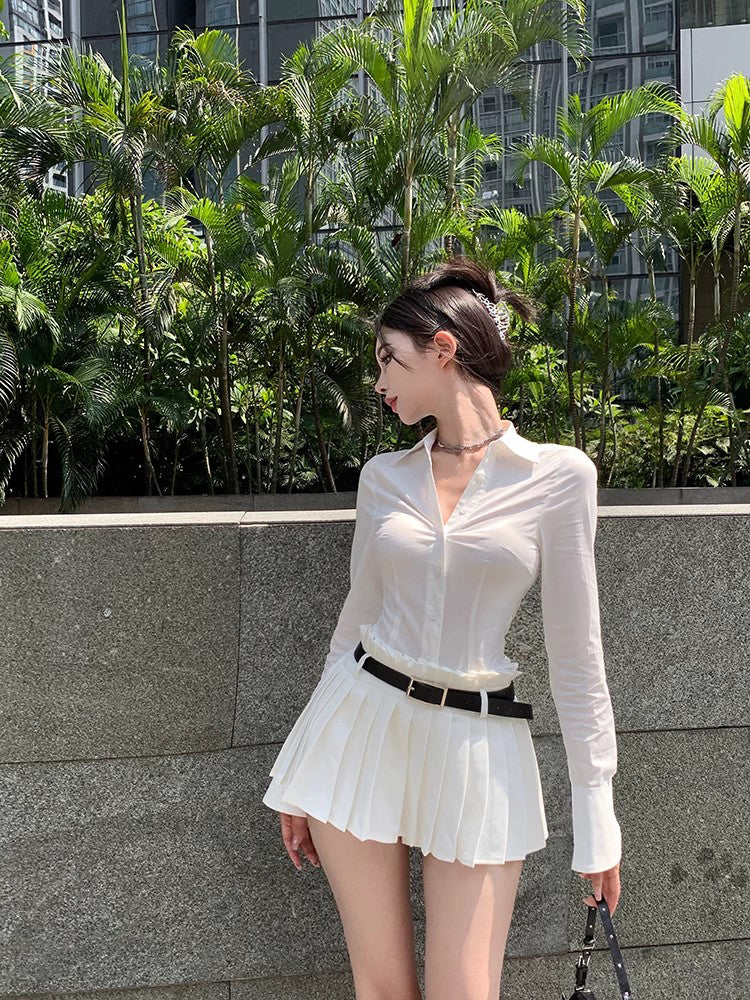 Belted White Skirt