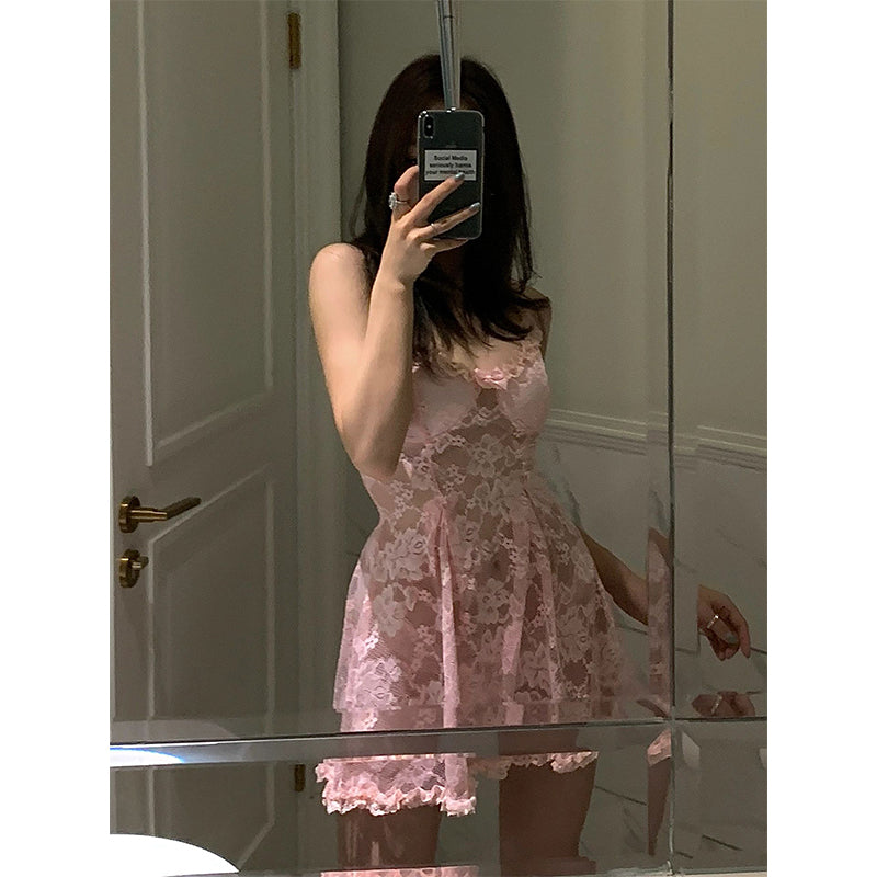 Pink Lace Babydoll Dress