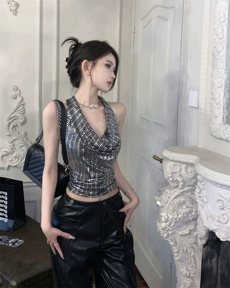 Sequin Halter Neck Top