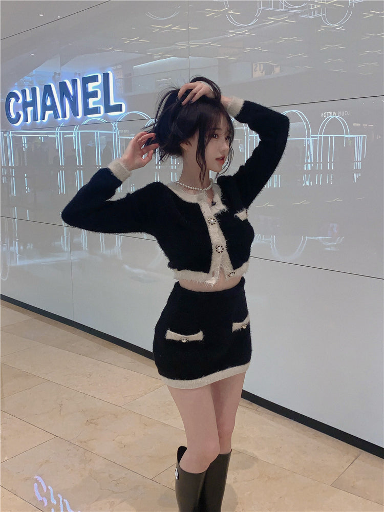 Soft Cashmere Knitted Top & Skirt Set