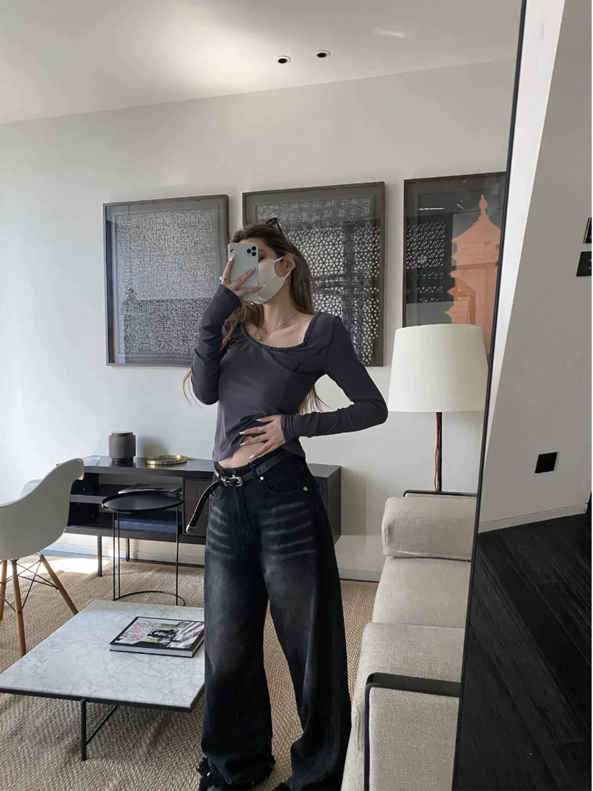 Vintage Black Wide Leg Jeans