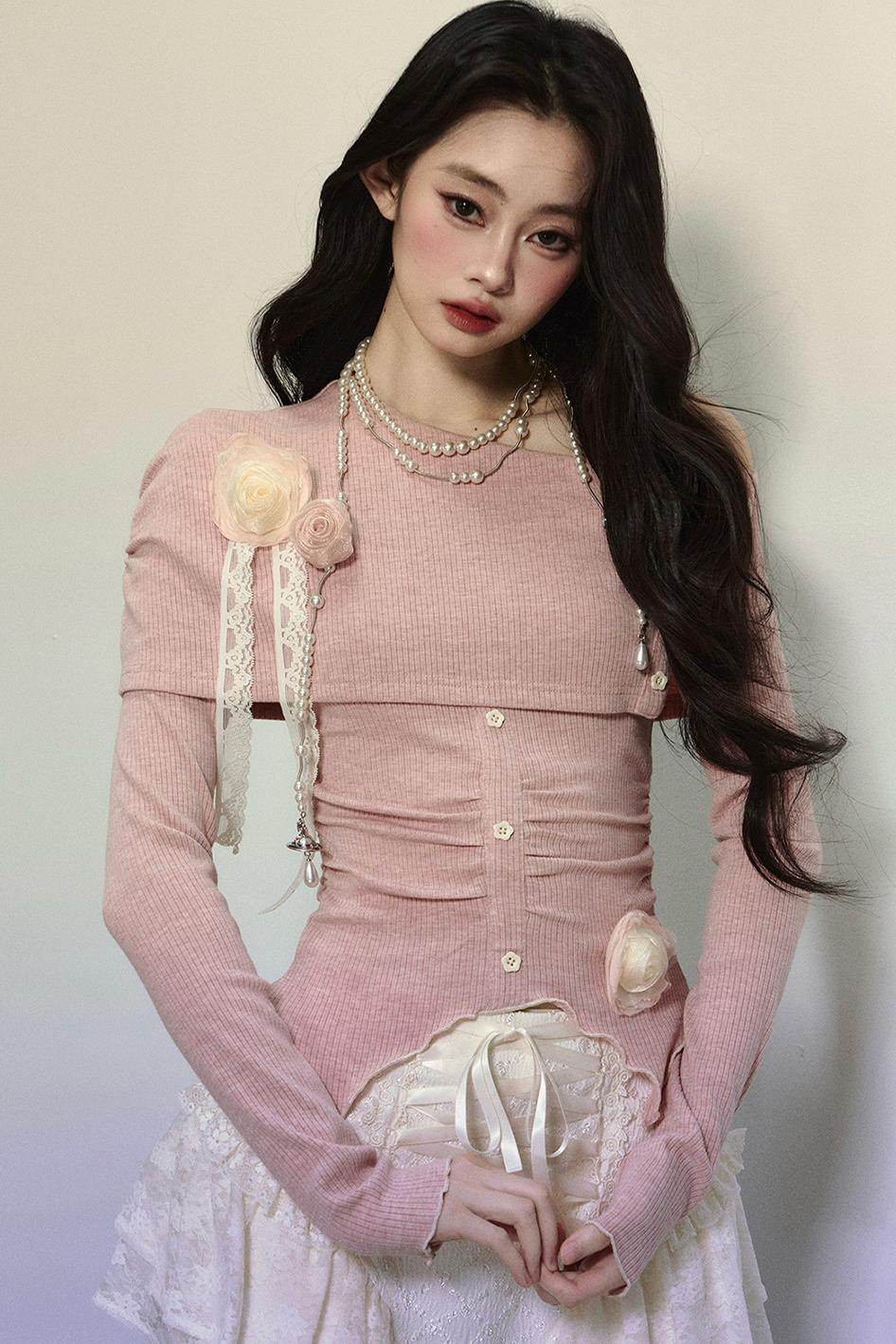 Embroidered Off-Shoulder Knit Top - My Store