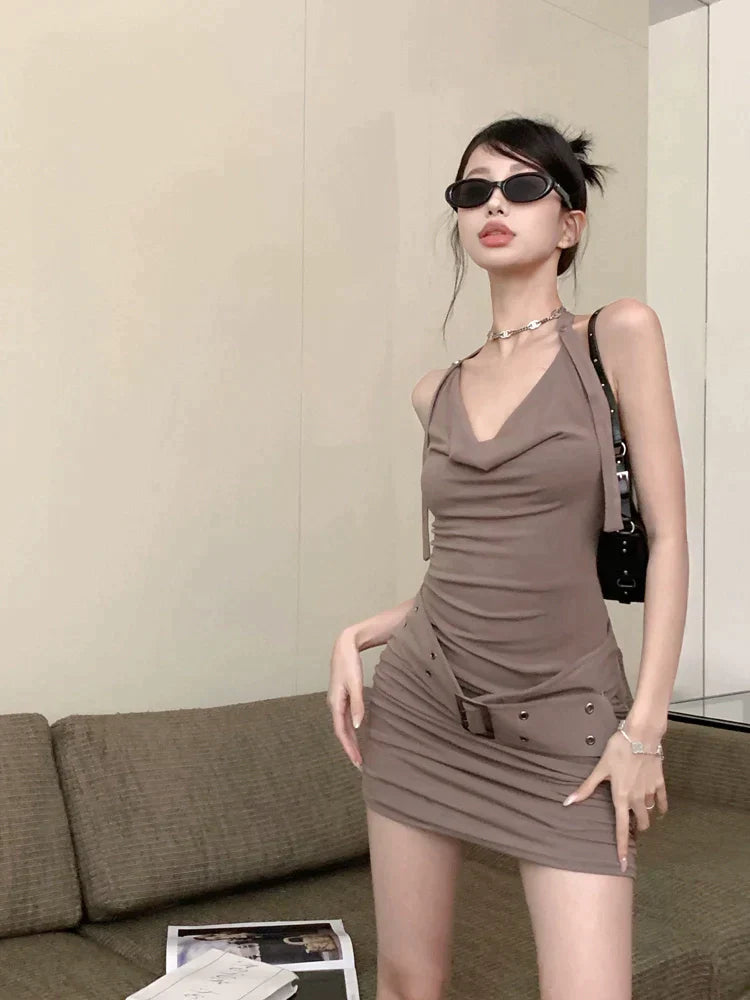 Brown Belted Dress