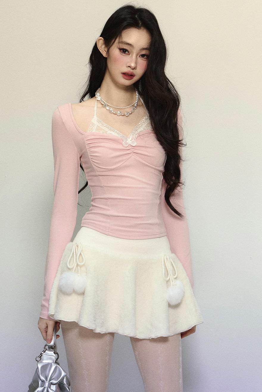 Lace Halter Embroidered Top - My Store