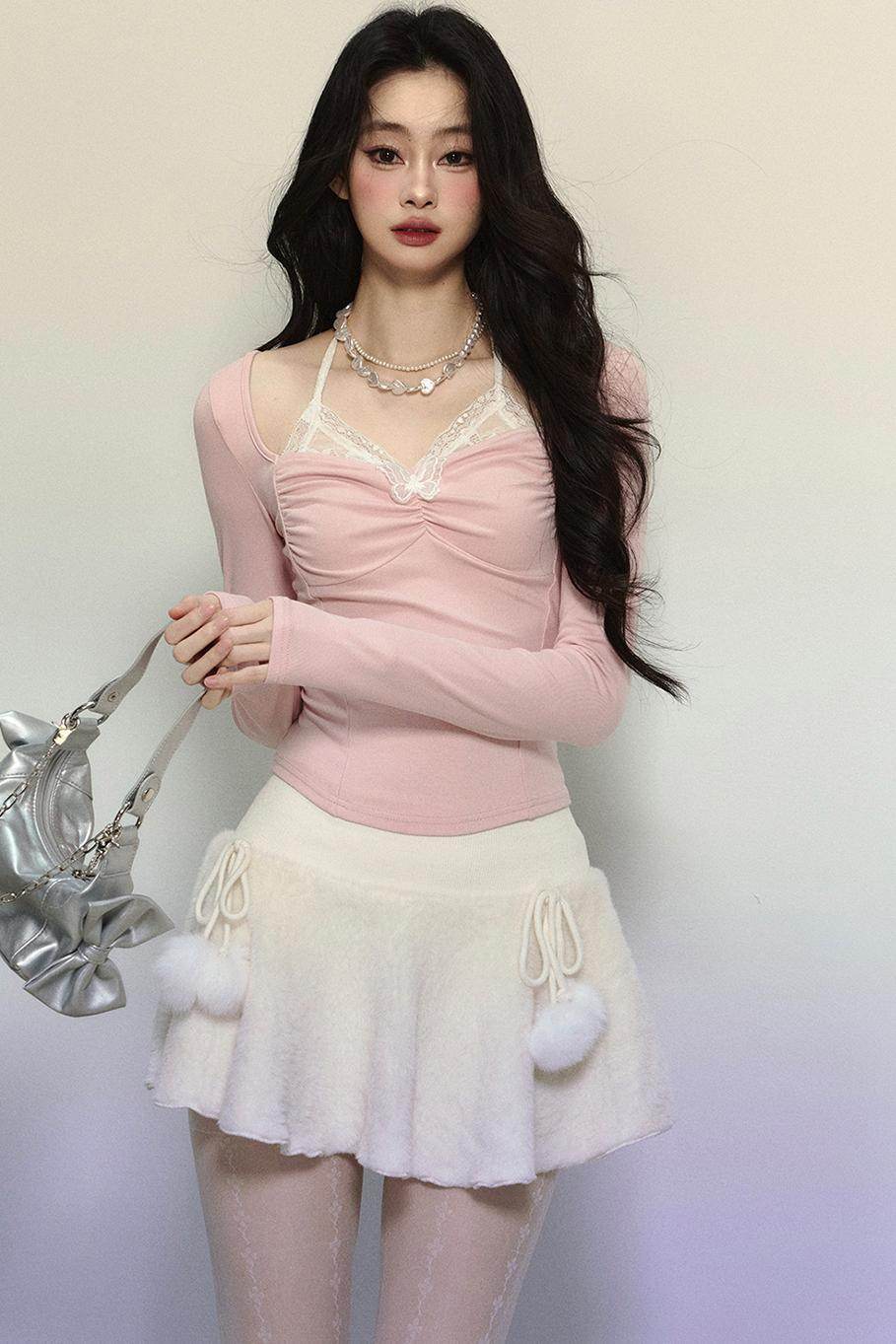 Lace Halter Embroidered Top - My Store