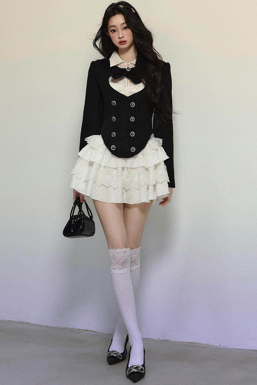 White Lace Fitted Short Dress - My Store