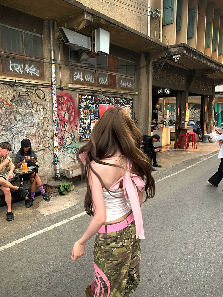 Pink Bow One Shoulder Top