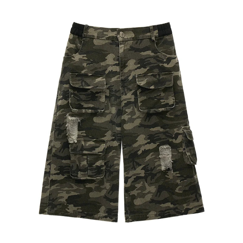 Camouflage Denim Shorts